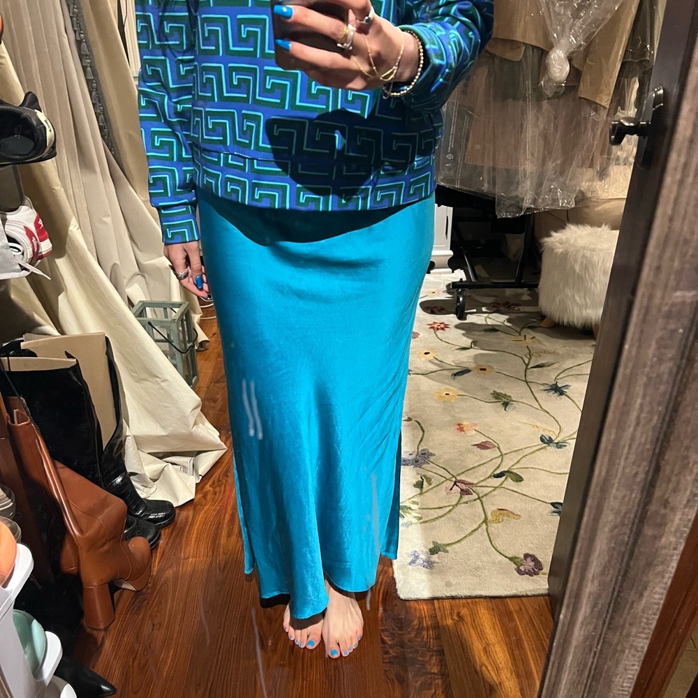 Club Monaco turquoise silk skirt